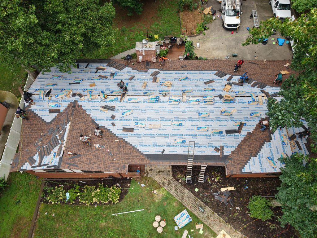 West Knoxville roofing project showing underlayment and shingle installation